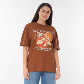 H&H Women's Short Sleeve Boyfriend Graphic Tee