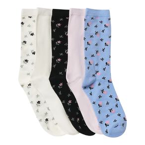 H&H Women's Crew Jaquard Socks 5 Pack