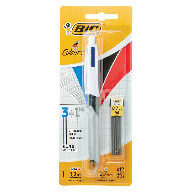 Bic 4 Colour 3+1 Ballpoint Pen Pencil Multi-Coloured, , hi-res