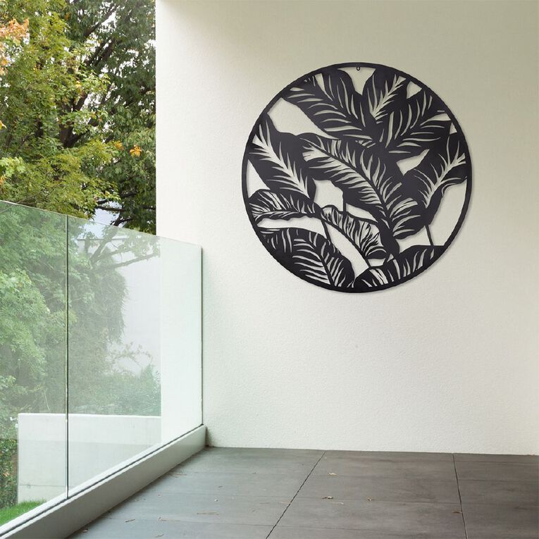 Urban Green Wall Art Palm Leaf 99cm Black, , hi-res