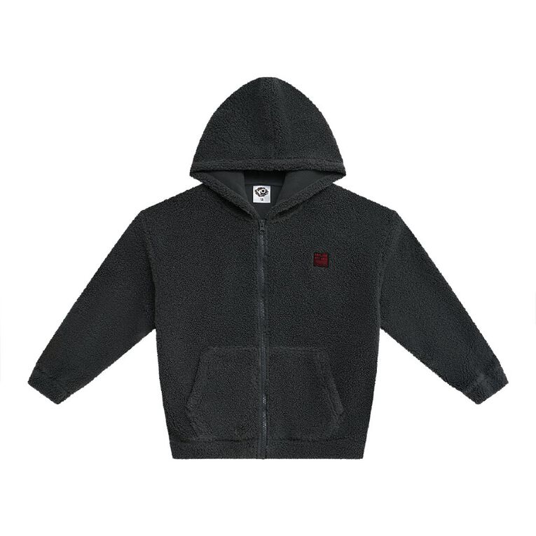 Young Original Relaxed Zip-Thru Sherpa Hoodie, Grey Dark, hi-res