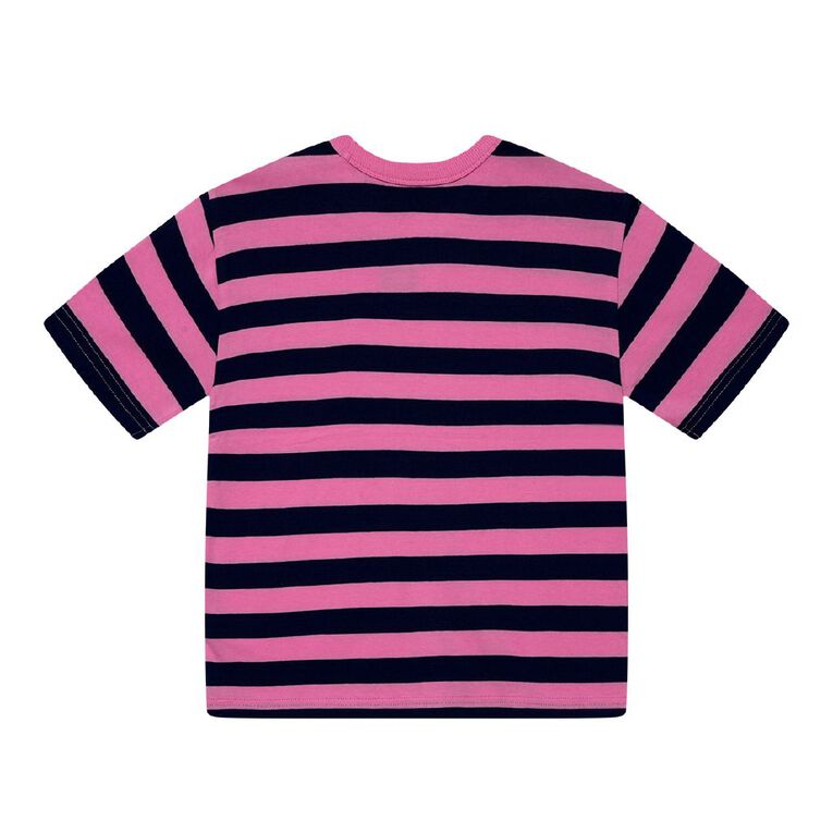 Young Original Short Sleeve Oversized Stripe Tee, Pink Mid, hi-res