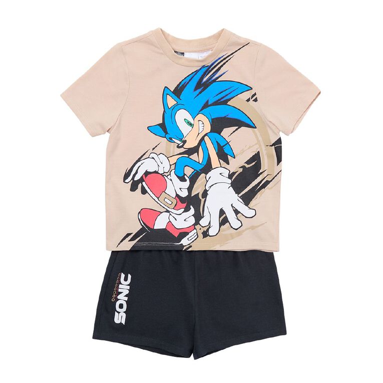 Sonic Boys' Tee and Short Pyjama Set, Brown Light, hi-res