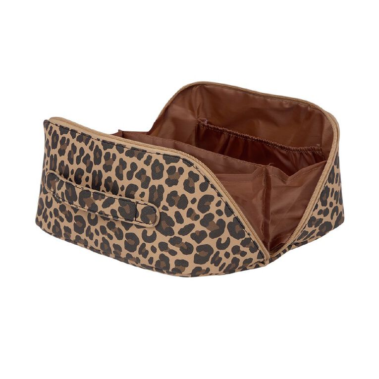 Poppi Zip Open Large Cosmetic Bag Leopard, , hi-res