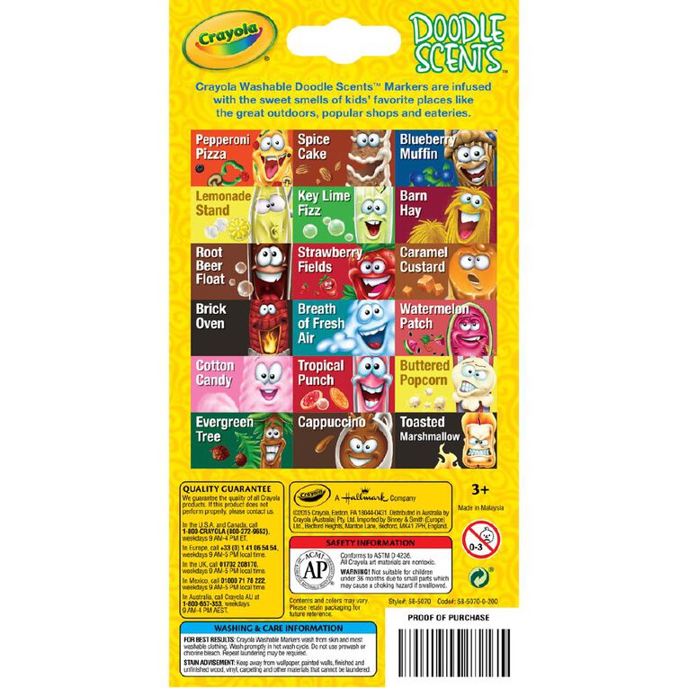 Crayola Doodle Scents Washable Markers 18 Pack, , hi-res