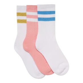H&H Girls' Striped Crew Socks 3 Pack
