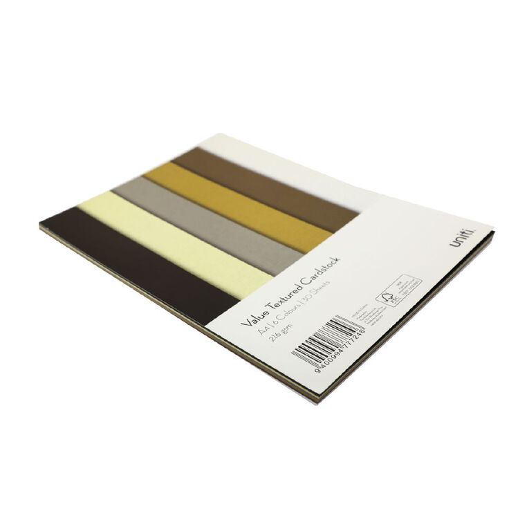 Uniti Value Cardstock Textured 216gsm 30 Sheets Neutral A4, , hi-res