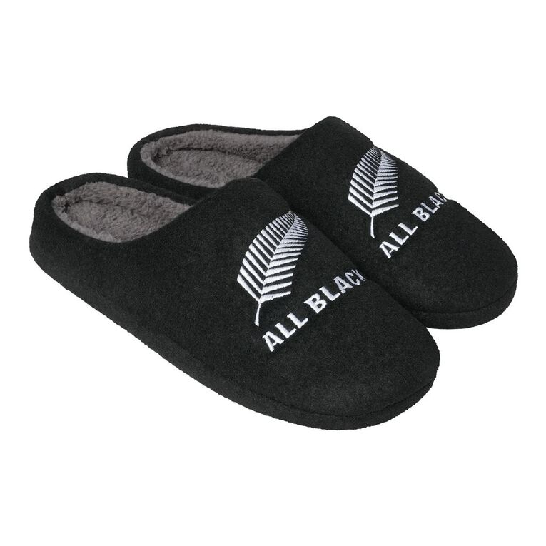All Blacks Men's Fleece Lined Slippers, Black, hi-res