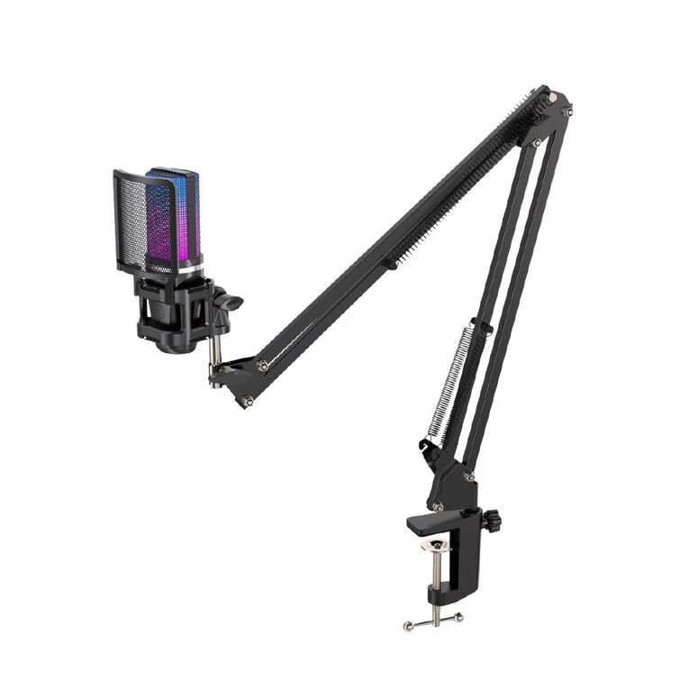 Playmax RGB Black Microphone Arm And Tripod, , hi-res
