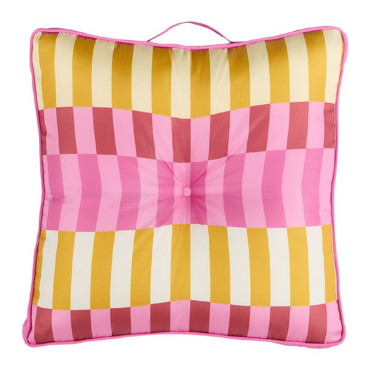 Living & Co Outdoor Chairpad Stripes Multi-Coloured 45cm x 45cm, , hi-res