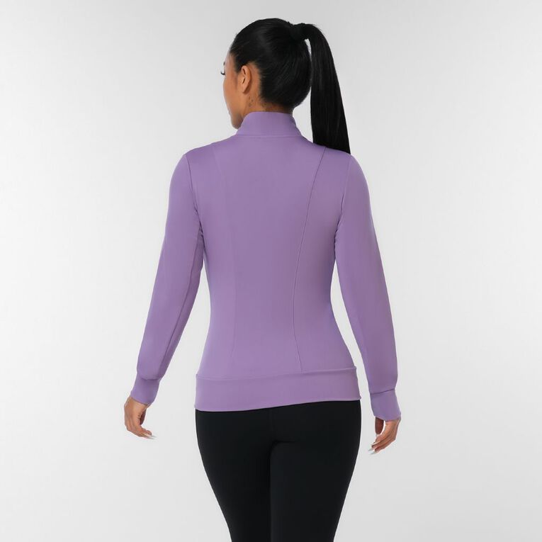 Active Intent Women's Super Soft Zip-Thru Sweatshirt, Purple Mid, hi-res