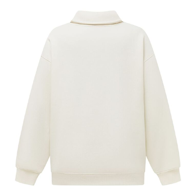 H&H Women's Long Sleeve Oversized BF 1/4 Zip, Cream, hi-res