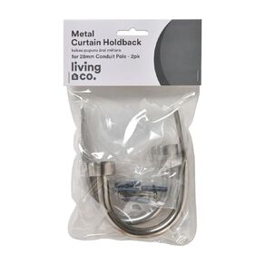 Living & Co Metal Curtain Holdback 2 Pack Satin Silver
