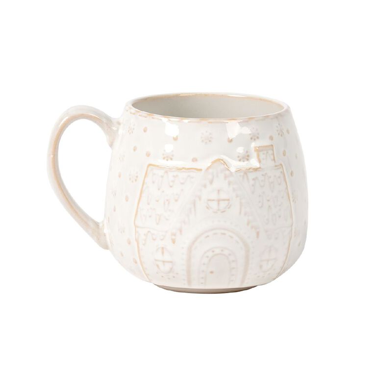 Wonderland Home Round Embossed Reactive Glaze Star Mug Ivory, , hi-res