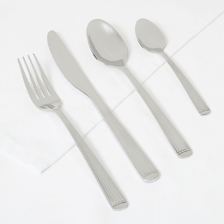 Living & Co Cutlery Set Linear Stainless Steel 16 Piece, , hi-res