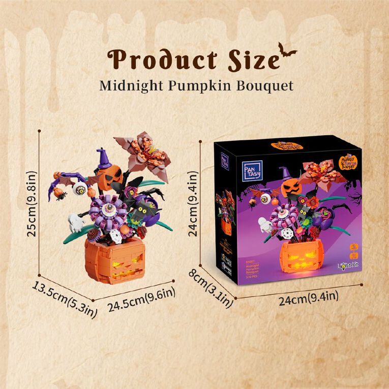 Midnght Pumpkin Bouquet - Spooky Blooms with Halloweeen Icons, , hi-res