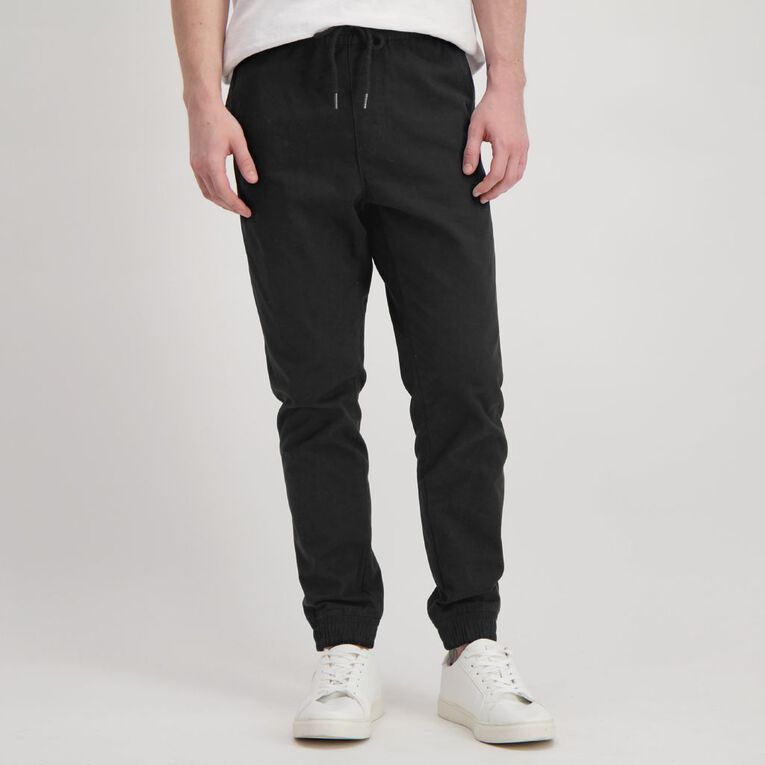 H H Men S Cuffed Jogger Chino Pants Black The Warehouse