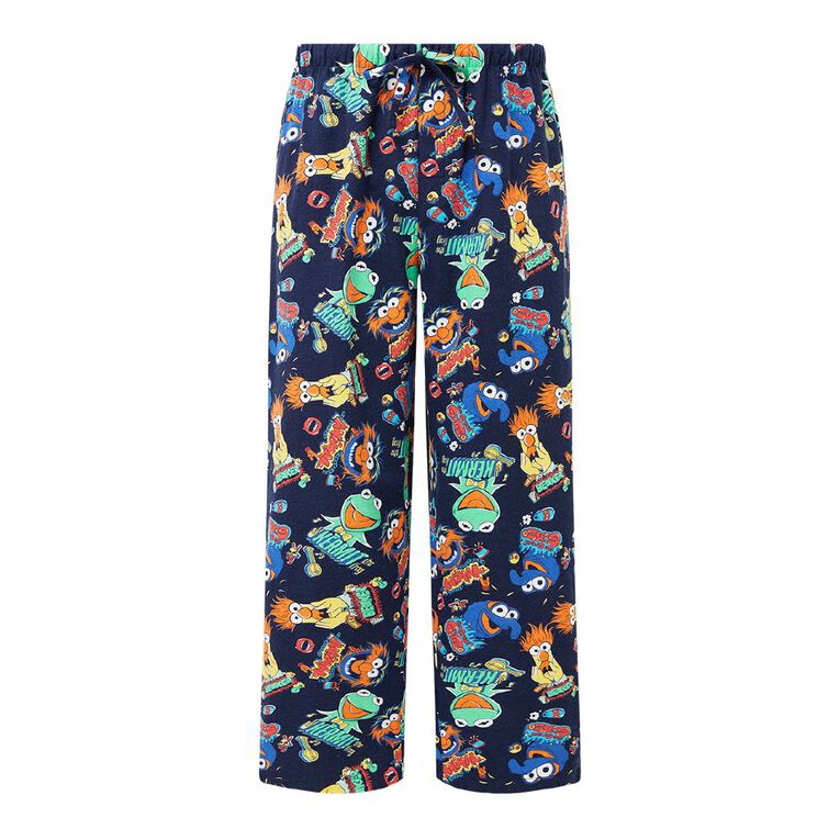 Muppets Men's Flannelette Pyjama Pants, Blue Dark, hi-res