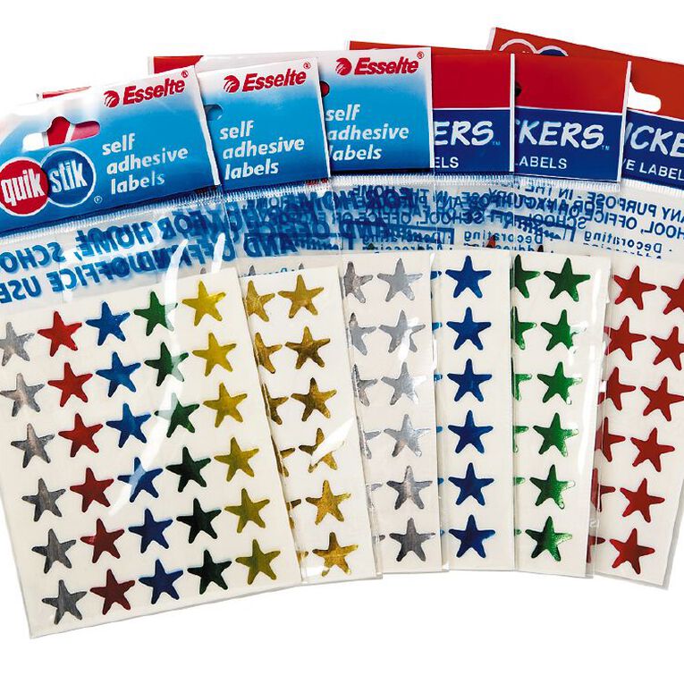 Quik Stik Labels Stickers Star Shaped Assorted, , hi-res