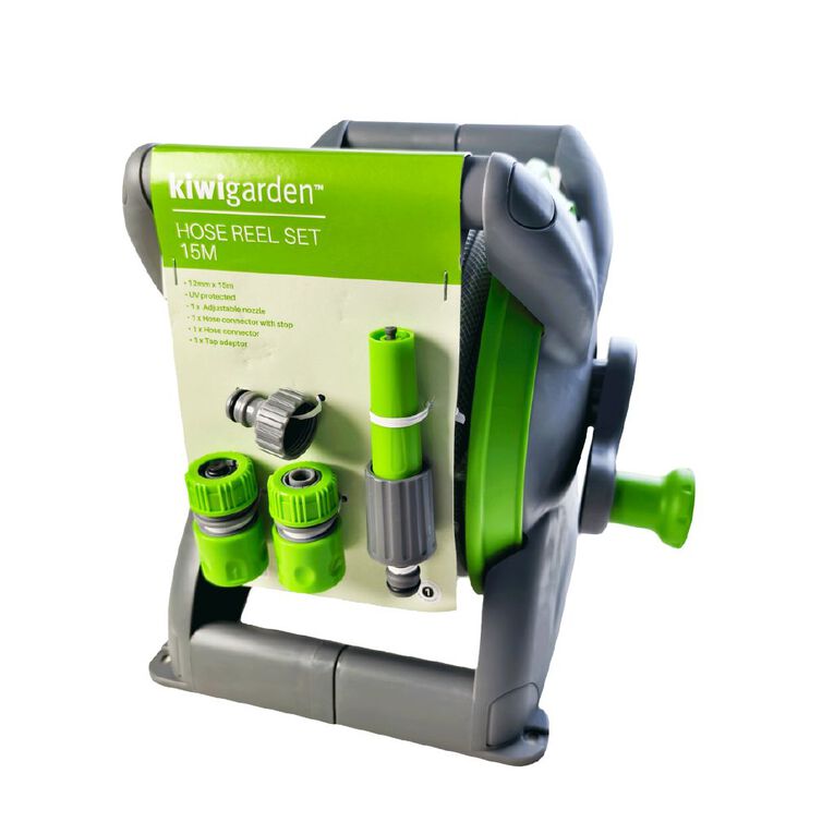 Kiwi Garden Hose Reel Set 15m, , hi-res