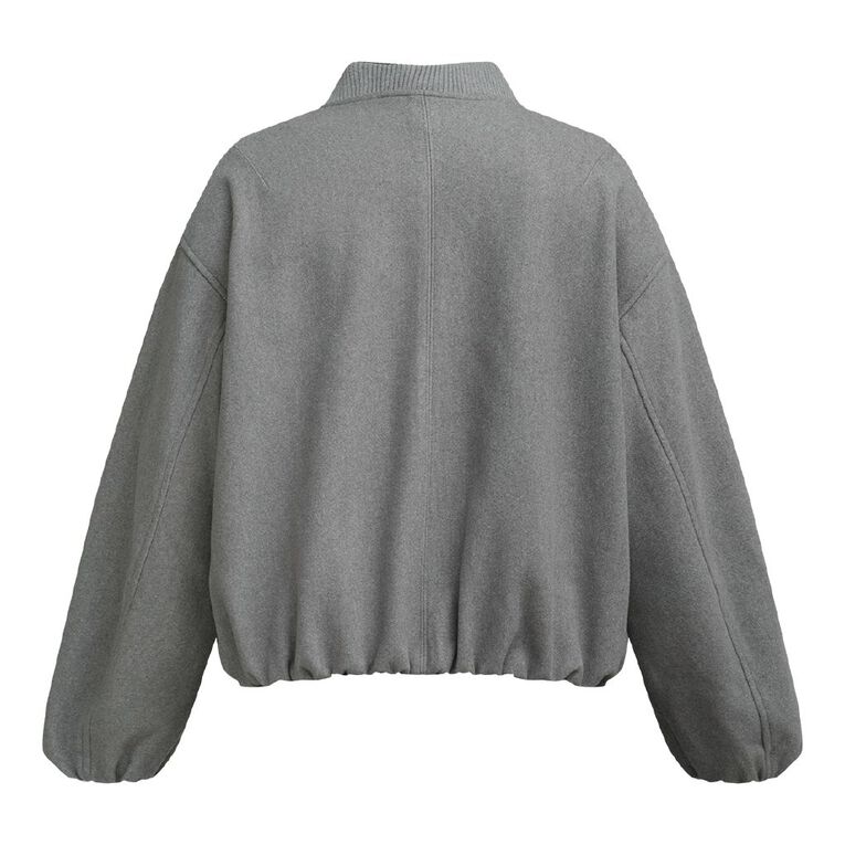 H&H Women's Felt Like Pleat Bomber Jacket, Grey Light, hi-res