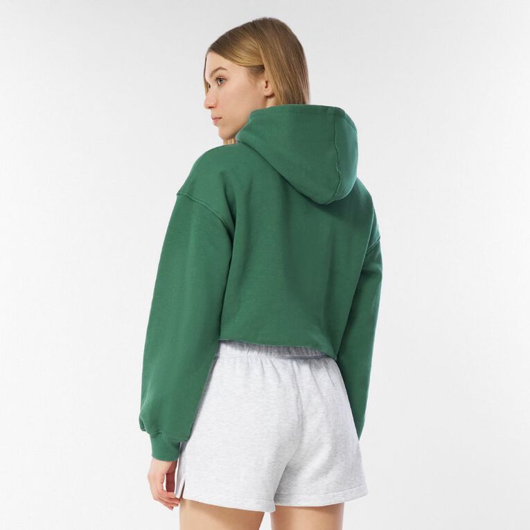 H&H Women's Long Sleeve Bubble Hem Hoodie, Green Mid, hi-res
