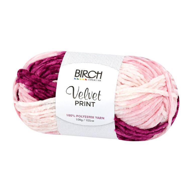 Birch Velvet Yarn 100% Polyester 100G Print Wine Mix, , hi-res