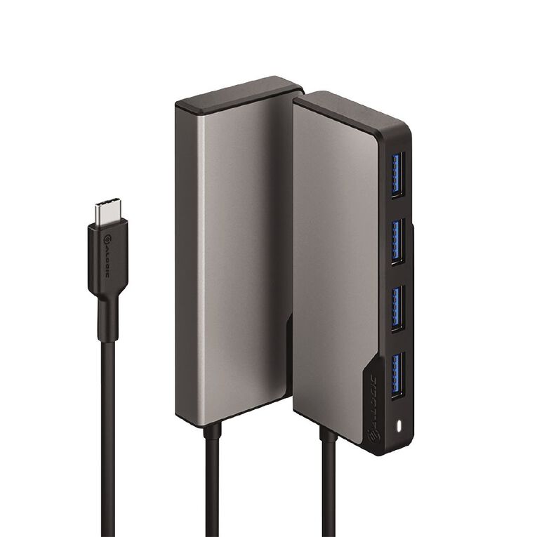 Alogic USB-C Fusion Swift 4-in-1 Hub 4x USB-A Silver Grey, , hi-res