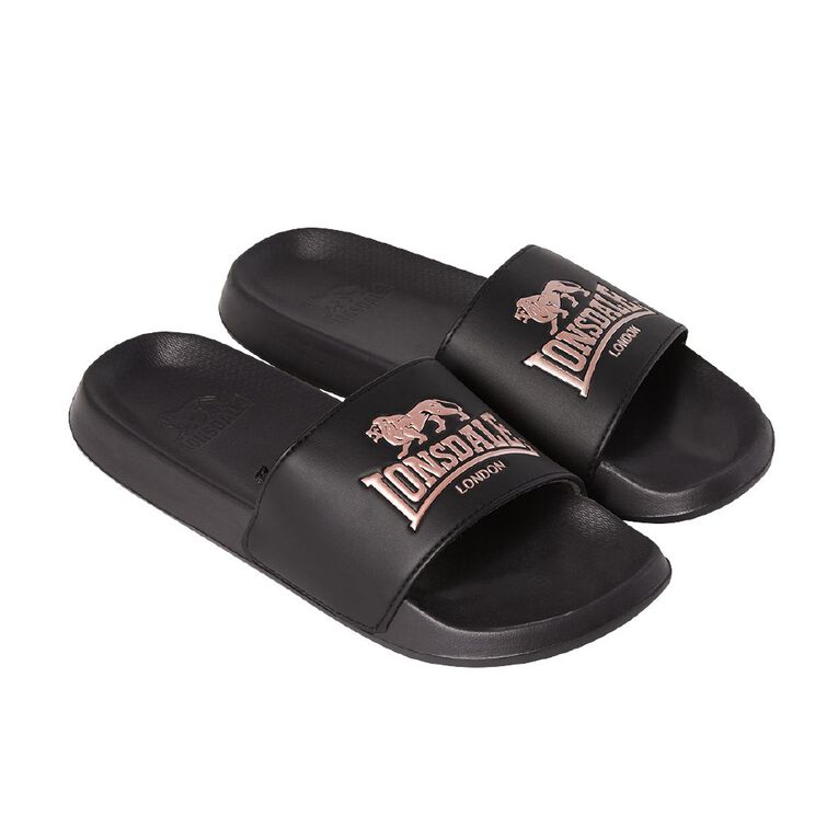 Lonsdale Women's Slides, Black, hi-res