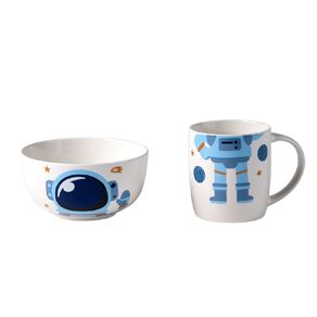 Living & Co Kids Cosmo Breakfast Mug & Bowl Set Green 2 Pack