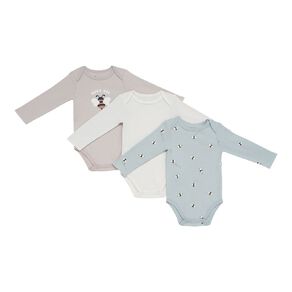Young Original Babies' Long Sleeve Printed Bodysuit 3 Pack