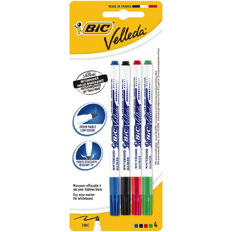 Bic Whiteboard Marker Fine Assorted 4 Pack, , hi-res