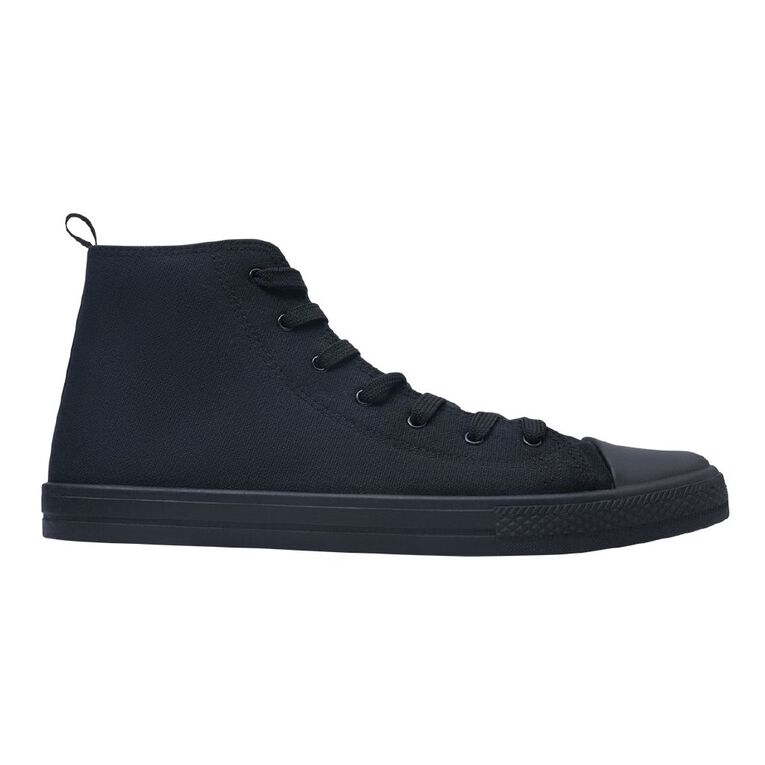 H&H Adults Unisex Freestyle Canvas High Top Sneakers, Black/Black, hi-res