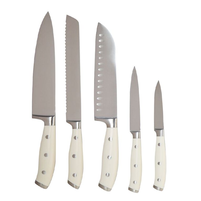 Living & Co Knife Set Bone Look Stainless Steel 5 Pack, , hi-res