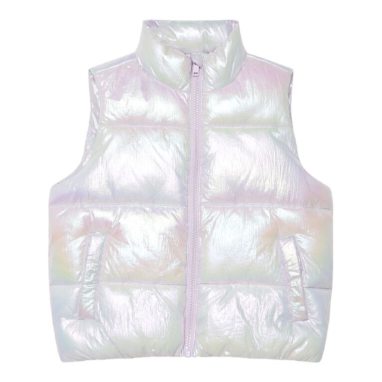 Young Original Metallic Puffer Vest, Purple Mid, hi-res