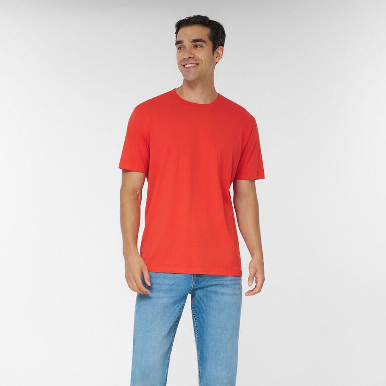 H&H Men's Regular Fit Plain Tee, Red Mid, hi-res