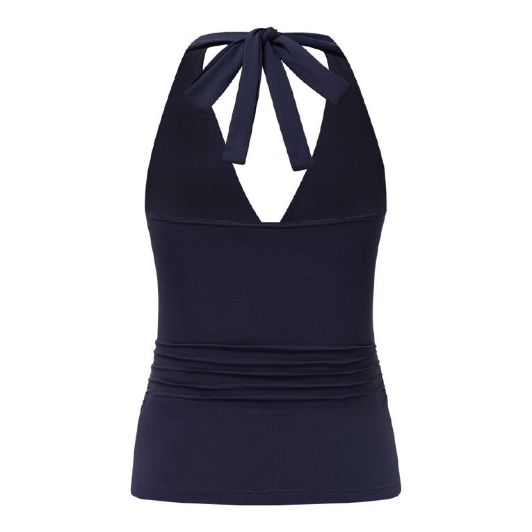 H&H Women's Contour Halter Neck Top, Blue Dark, hi-res