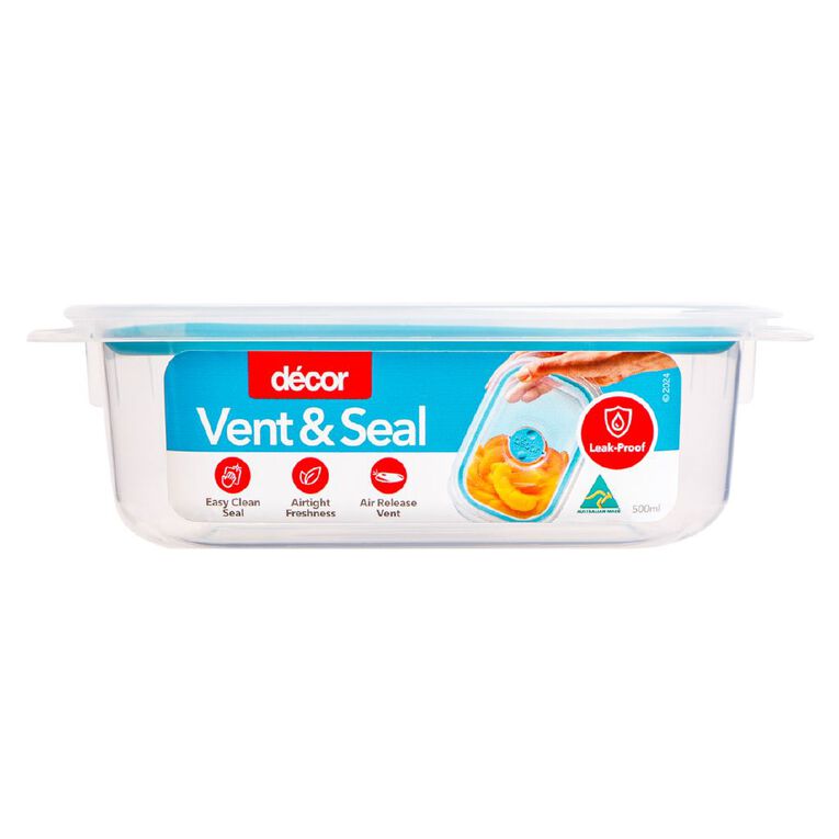 Decor Vent & Seal Plastic Square Clear 500ml Clear 500ml, , hi-res