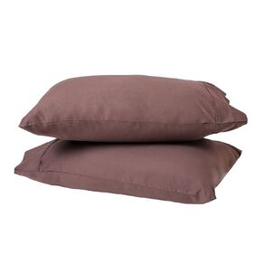 Living & Co 100% Washed Cotton 2 Pack Pillowcase Brown Mid 48cm x 73cm