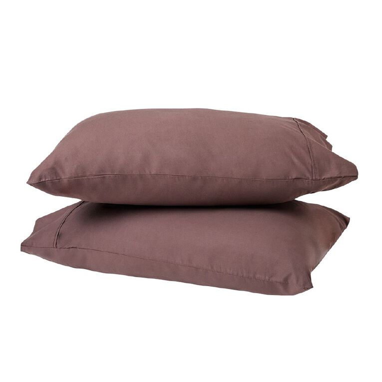 Living & Co 100% Washed Cotton 2 Pack Pillowcase Brown Mid 48cm x 73cm, , hi-res