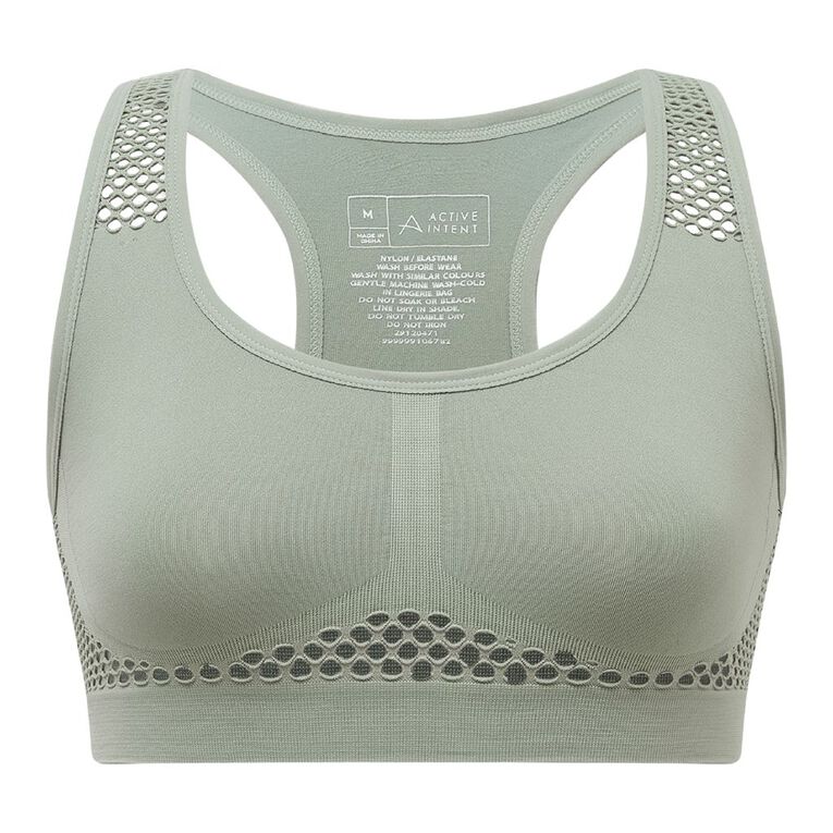 Active Intent Women's Wirefree Seamfree Crop, Green Mid, hi-res