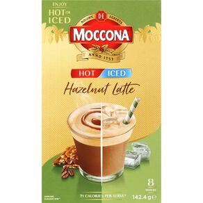 Moccona Hot/Iced Coffee Hazelnut Latte 8 Pack