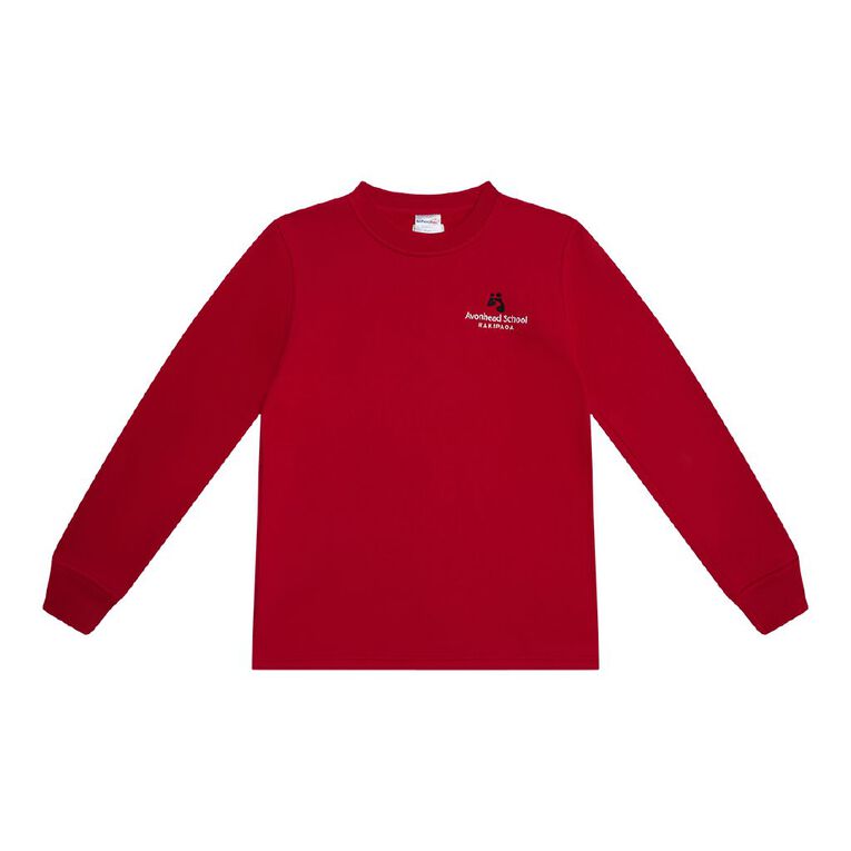 Schooltex Avonhead Crew Sweat With Embroidery, Red, hi-res