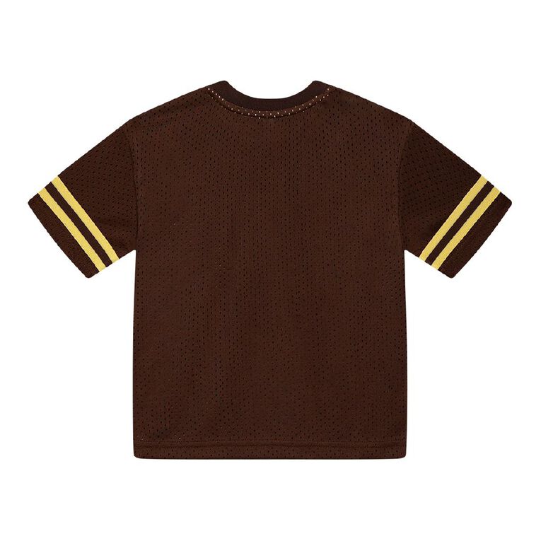 Young Original Toddler Short Sleeve Boxy Eyelet Mesh Tee, Brown Dark, hi-res