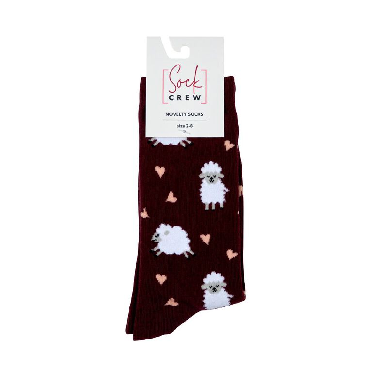 Sock Crew Women's Novelty Socks 1 Pack, Burgundy, hi-res