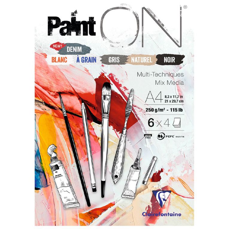 Clairefontaine PaintON Pad Assorted A4 24 sheet, , hi-res