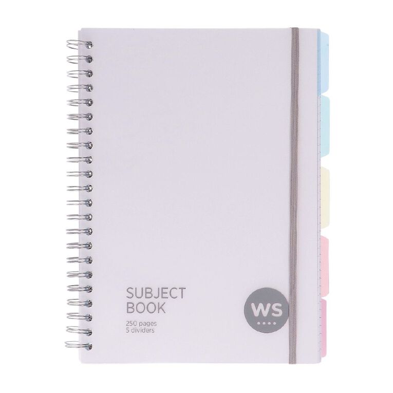 WS Subject Book with 5 Dividers 7mm Ruled White A4, , hi-res