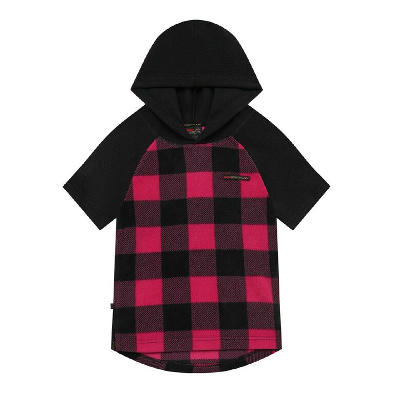 Back Country Kids' Fleece Short Sleeve Hoodie, Black CONTRAST, hi-res