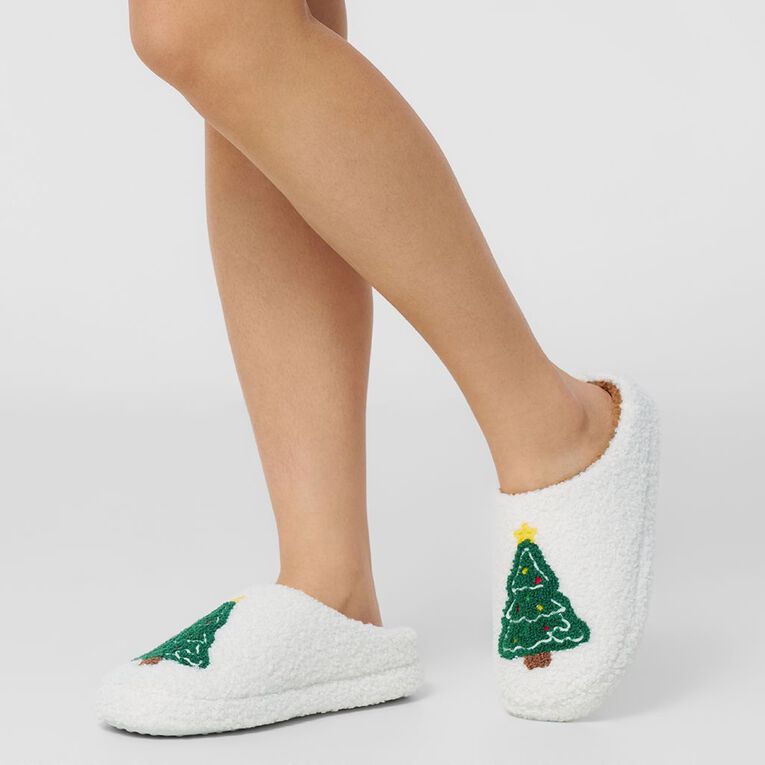 H&H Women's Novelty Fun Slippers, Green/White, hi-res