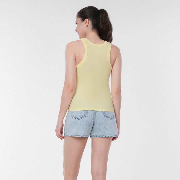 H&H Women's Rib Racer Back Tank, Yellow Light, hi-res